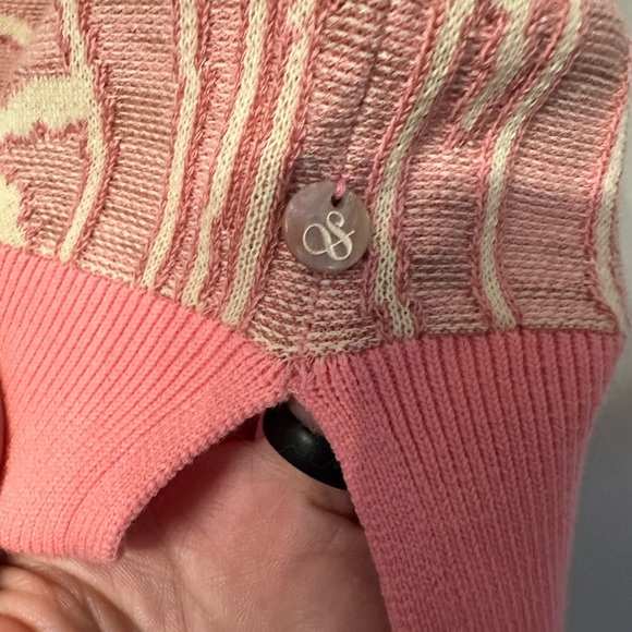 Scotch & Soda Pink and Cream Palm Tree Pattern Knit Polo XS - Picture 4 of 5